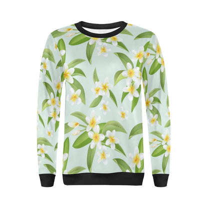 Yellow Plumeria Pattern Print Design PM024 Women Long Sleeve Sweatshirt-JorJune