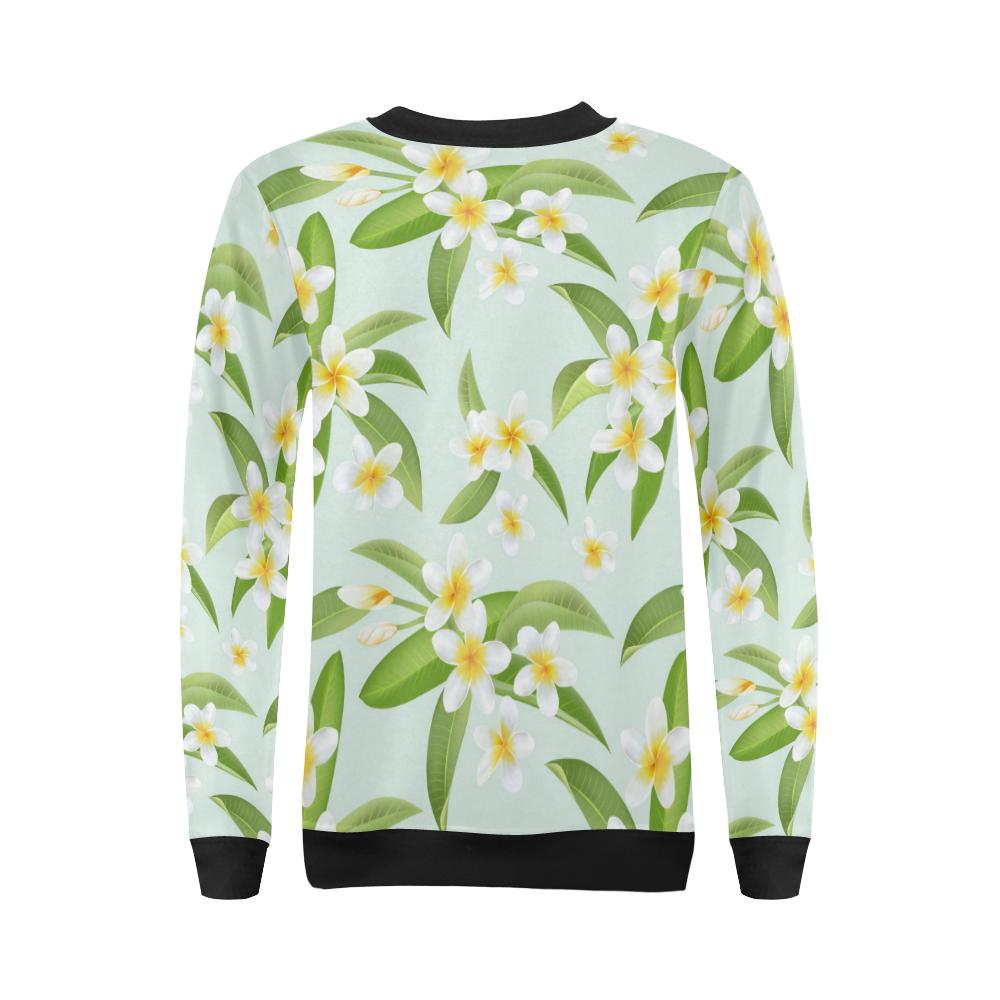 Yellow Plumeria Pattern Print Design PM024 Women Long Sleeve Sweatshirt-JorJune