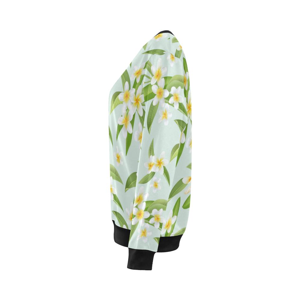 Yellow Plumeria Pattern Print Design PM024 Women Long Sleeve Sweatshirt-JorJune