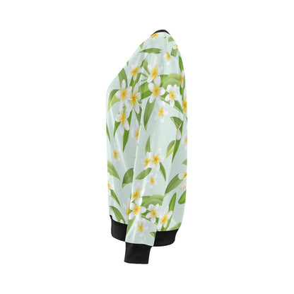 Yellow Plumeria Pattern Print Design PM024 Women Long Sleeve Sweatshirt-JorJune