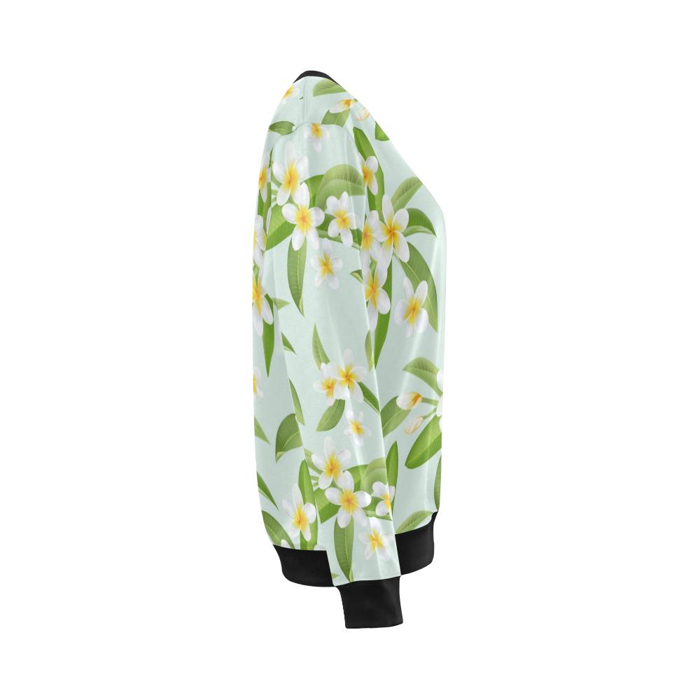 Yellow Plumeria Pattern Print Design PM024 Women Long Sleeve Sweatshirt-JorJune