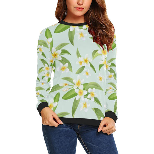 Yellow Plumeria Pattern Print Design PM024 Women Long Sleeve Sweatshirt-JorJune