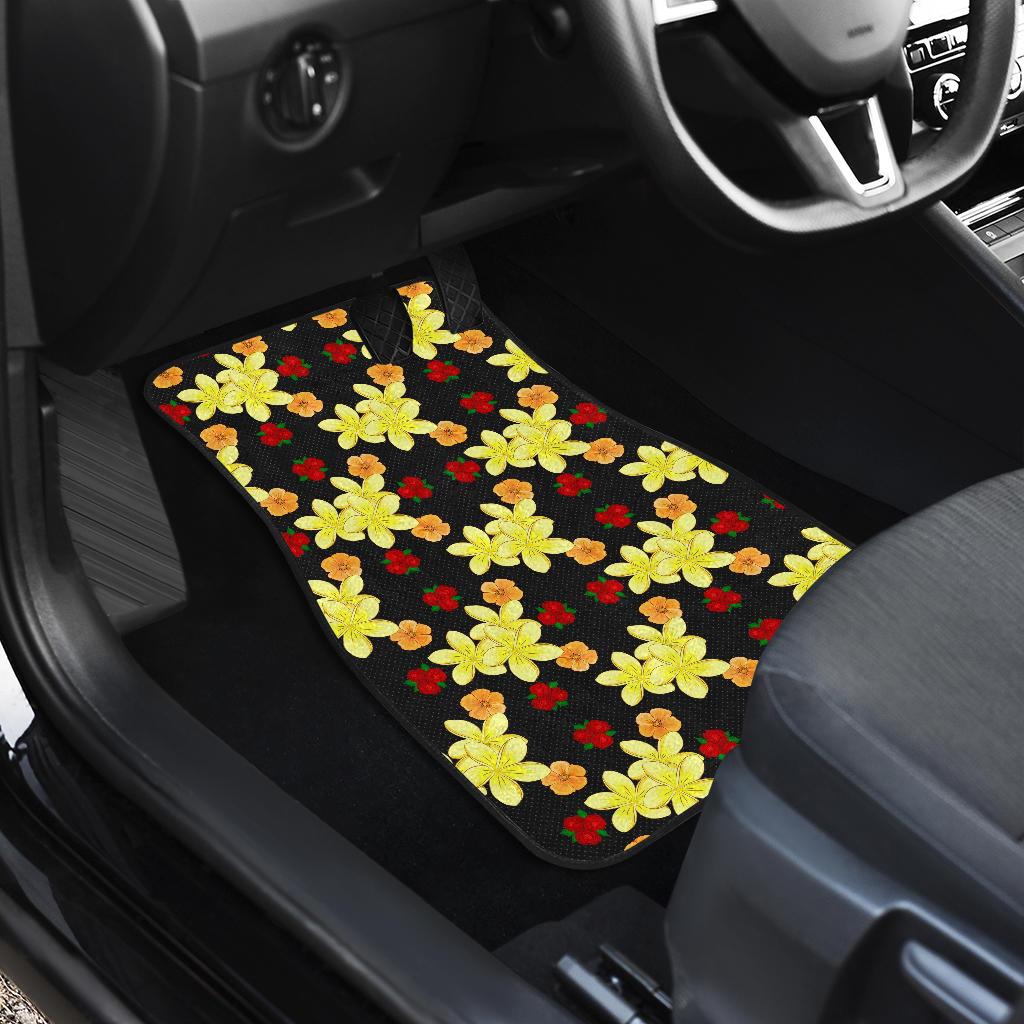 Yellow Plumeria Pattern Print Design PM04 Car Floor Mats-JORJUNE.COM