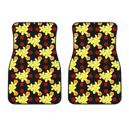 Yellow Plumeria Pattern Print Design PM04 Car Floor Mats-JORJUNE.COM