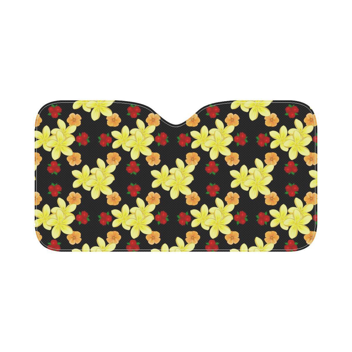 Yellow Plumeria Pattern Print Design PM04 Car Sun Shade-JorJune