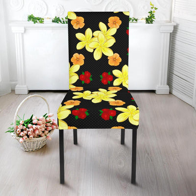 Yellow Plumeria Pattern Print Design PM04 Dining Chair Slipcover-JORJUNE.COM