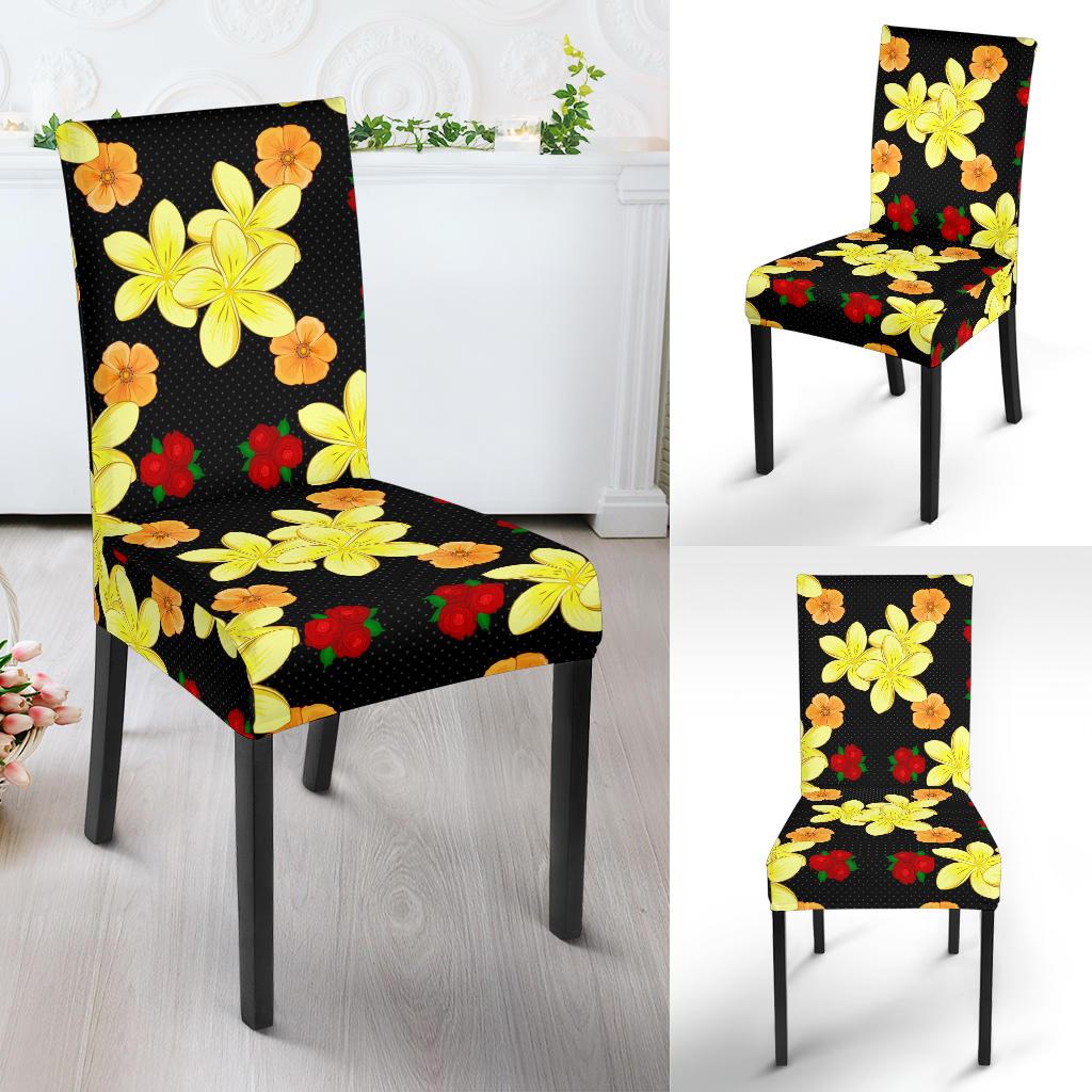 Yellow Plumeria Pattern Print Design PM04 Dining Chair Slipcover-JORJUNE.COM