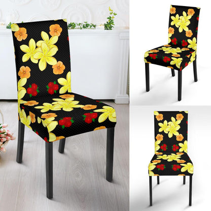 Yellow Plumeria Pattern Print Design PM04 Dining Chair Slipcover-JORJUNE.COM