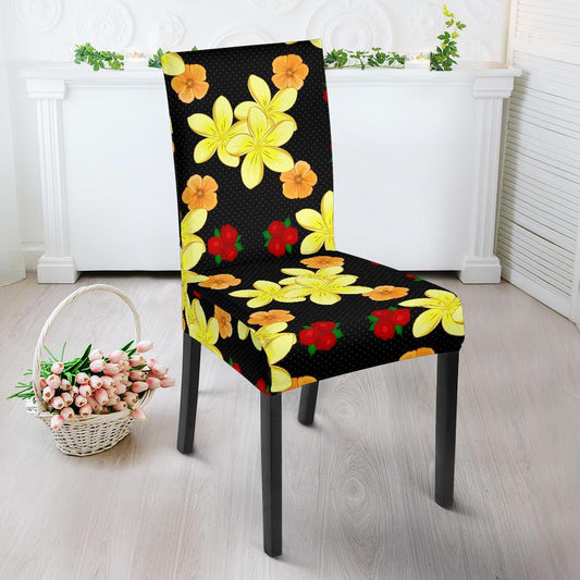 Yellow Plumeria Pattern Print Design PM04 Dining Chair Slipcover-JORJUNE.COM