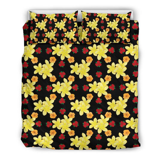 Yellow Plumeria Pattern Print Design PM04 Duvet Cover Bedding Set-JORJUNE.COM