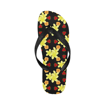 Yellow Plumeria Pattern Print Design PM04 Flip Flops-JorJune