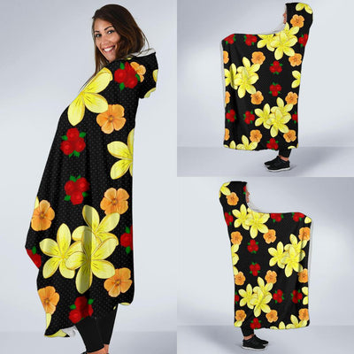 Yellow Plumeria Pattern Print Design PM04 Hooded Blanket-JORJUNE.COM