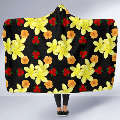 Yellow Plumeria Pattern Print Design PM04 Hooded Blanket-JORJUNE.COM