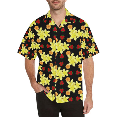 Yellow Plumeria Pattern Print Design PM04 Men Hawaiian Shirt-JorJune