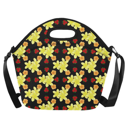 Yellow Plumeria Pattern Print Design PM04 Neoprene Lunch Bag-JorJune