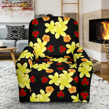 Yellow Plumeria Pattern Print Design PM04 Recliner Slipcover-JORJUNE.COM