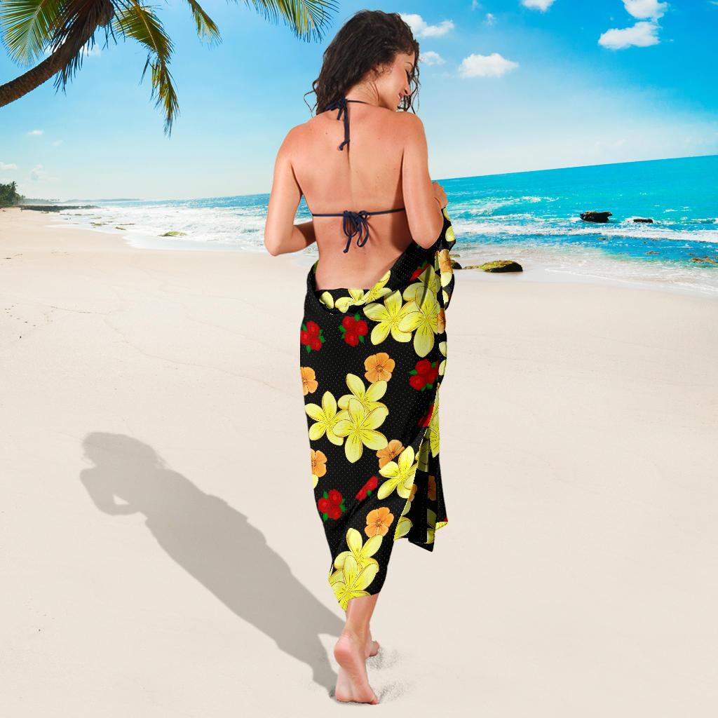 Yellow Plumeria Pattern Print Design PM04 Sarong Pareo Wrap-JORJUNE.COM