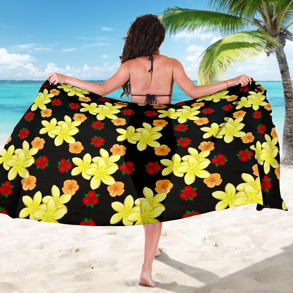 Yellow Plumeria Pattern Print Design PM04 Sarong Pareo Wrap-JORJUNE.COM