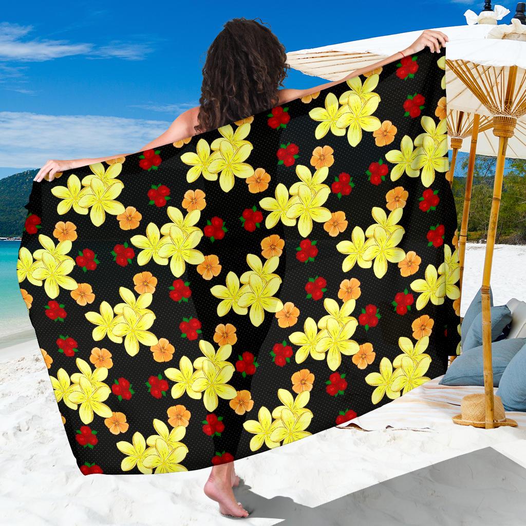 Yellow Plumeria Pattern Print Design PM04 Sarong Pareo Wrap-JORJUNE.COM