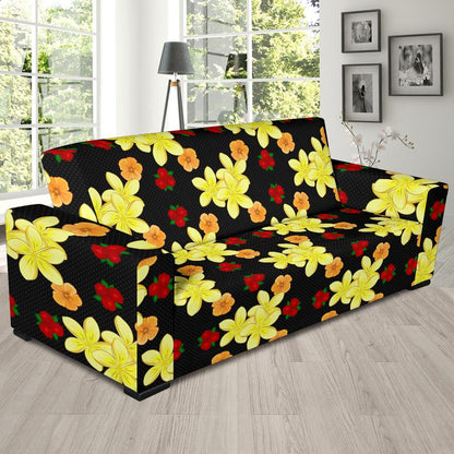 Yellow Plumeria Pattern Print Design PM04 Sofa Slipcover-JORJUNE.COM