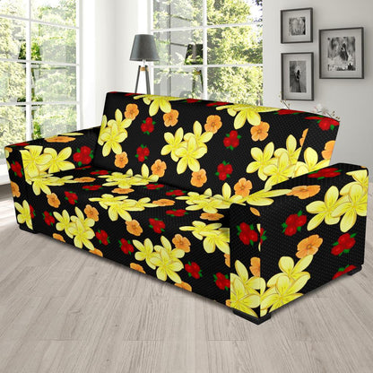 Yellow Plumeria Pattern Print Design PM04 Sofa Slipcover-JORJUNE.COM
