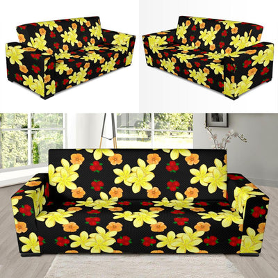 Yellow Plumeria Pattern Print Design PM04 Sofa Slipcover-JORJUNE.COM
