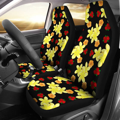 Yellow Plumeria Pattern Print Design PM04 Universal Fit Car Seat Covers-JorJune