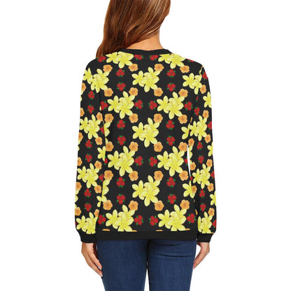 Yellow Plumeria Pattern Print Design PM04 Women Long Sleeve Sweatshirt-JorJune