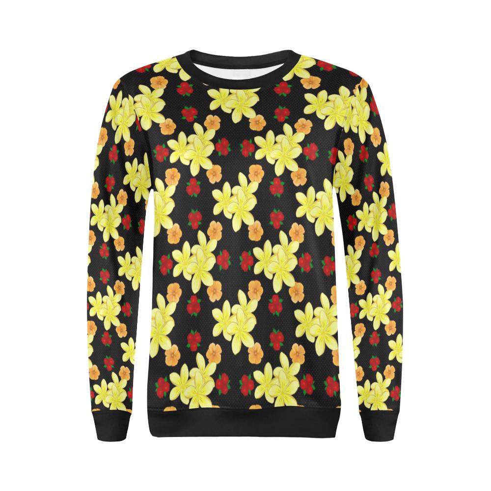 Yellow Plumeria Pattern Print Design PM04 Women Long Sleeve Sweatshirt-JorJune