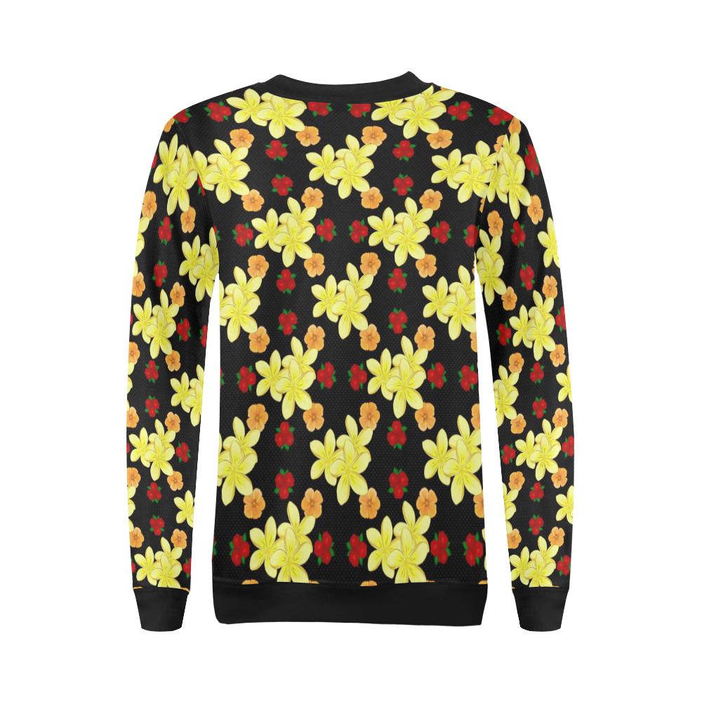Yellow Plumeria Pattern Print Design PM04 Women Long Sleeve Sweatshirt-JorJune