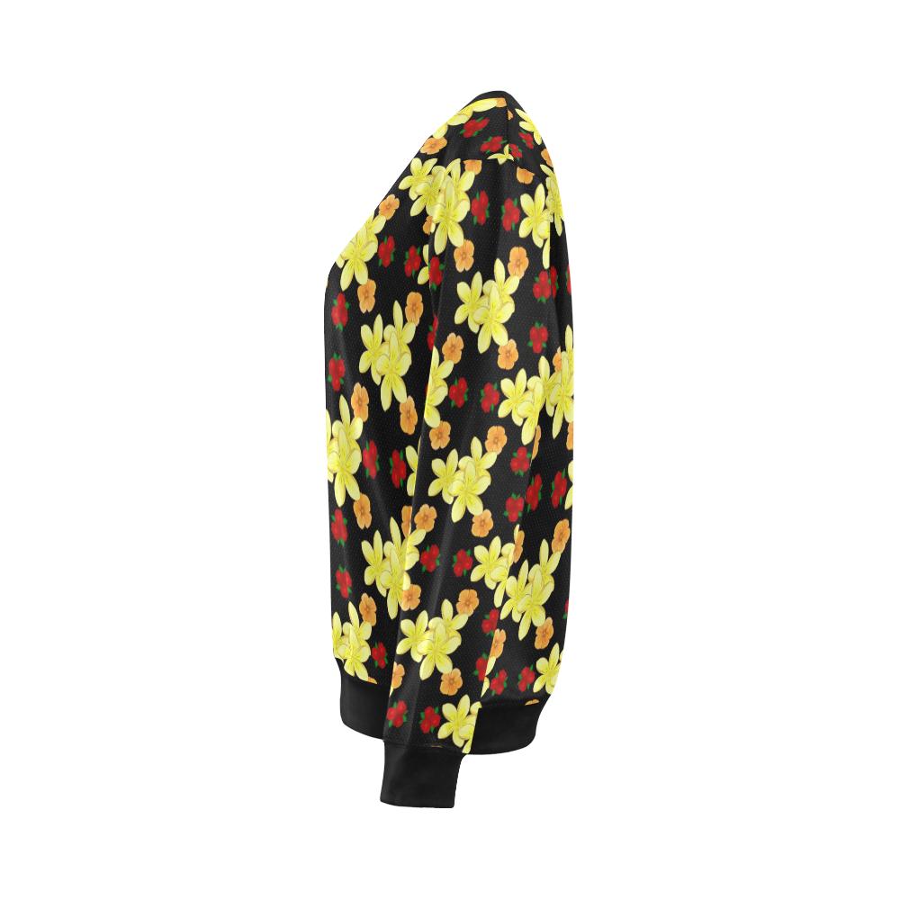 Yellow Plumeria Pattern Print Design PM04 Women Long Sleeve Sweatshirt-JorJune