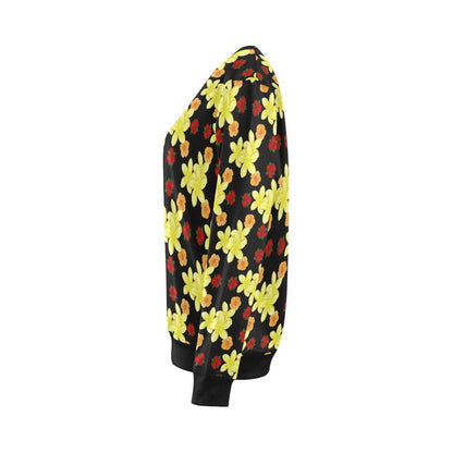 Yellow Plumeria Pattern Print Design PM04 Women Long Sleeve Sweatshirt-JorJune
