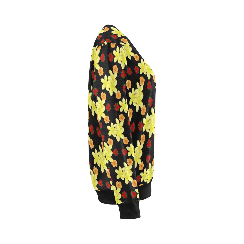 Yellow Plumeria Pattern Print Design PM04 Women Long Sleeve Sweatshirt-JorJune