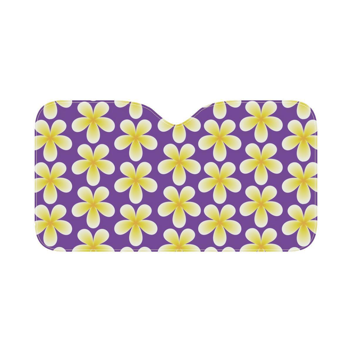 Yellow Plumeria Pattern Print Design PM05 Car Sun Shade-JorJune