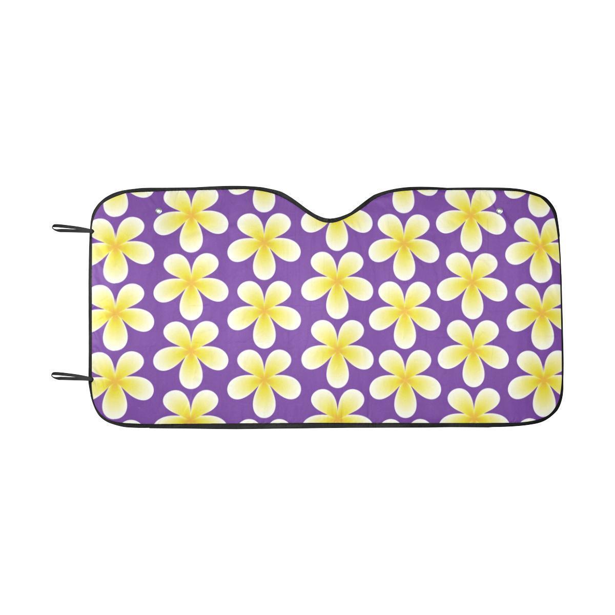 Yellow Plumeria Pattern Print Design PM05 Car Sun Shade-JorJune