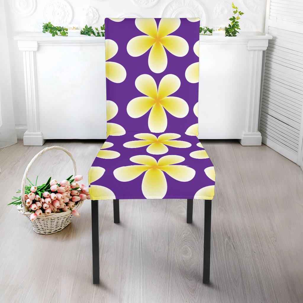 Yellow Plumeria Pattern Print Design PM05 Dining Chair Slipcover-JORJUNE.COM