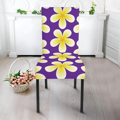 Yellow Plumeria Pattern Print Design PM05 Dining Chair Slipcover-JORJUNE.COM
