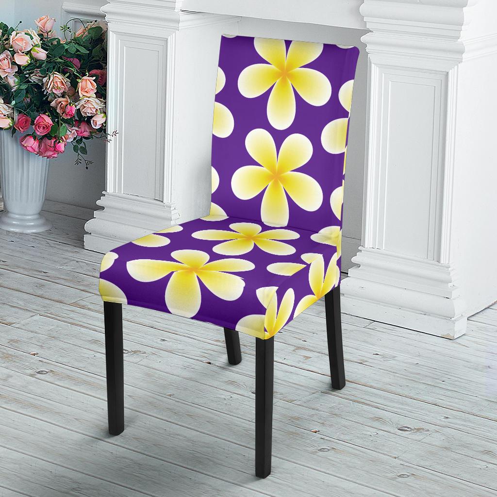 Yellow Plumeria Pattern Print Design PM05 Dining Chair Slipcover-JORJUNE.COM