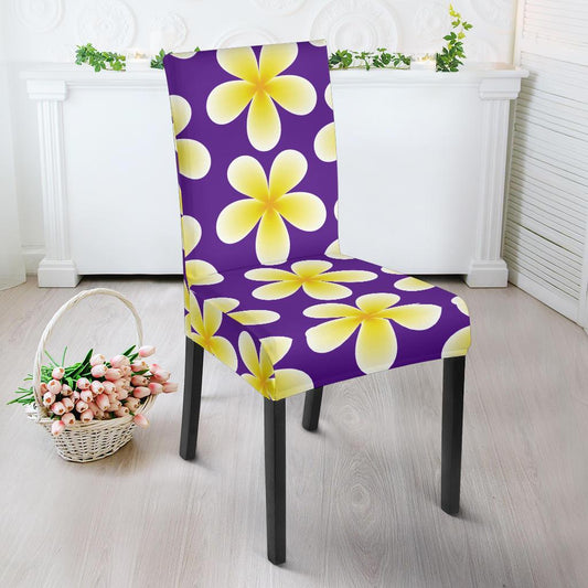 Yellow Plumeria Pattern Print Design PM05 Dining Chair Slipcover-JORJUNE.COM