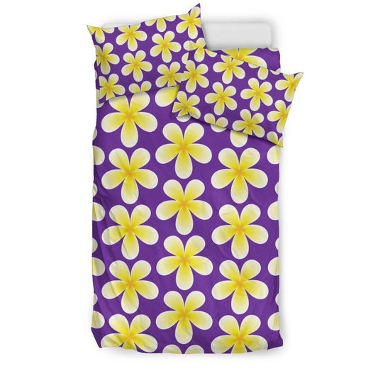Yellow Plumeria Pattern Print Design PM05 Duvet Cover Bedding Set-JORJUNE.COM