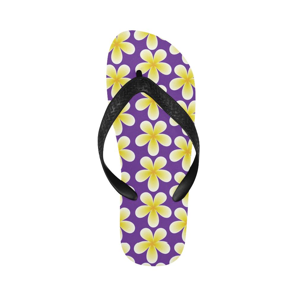 Yellow Plumeria Pattern Print Design PM05 Flip Flops-JorJune