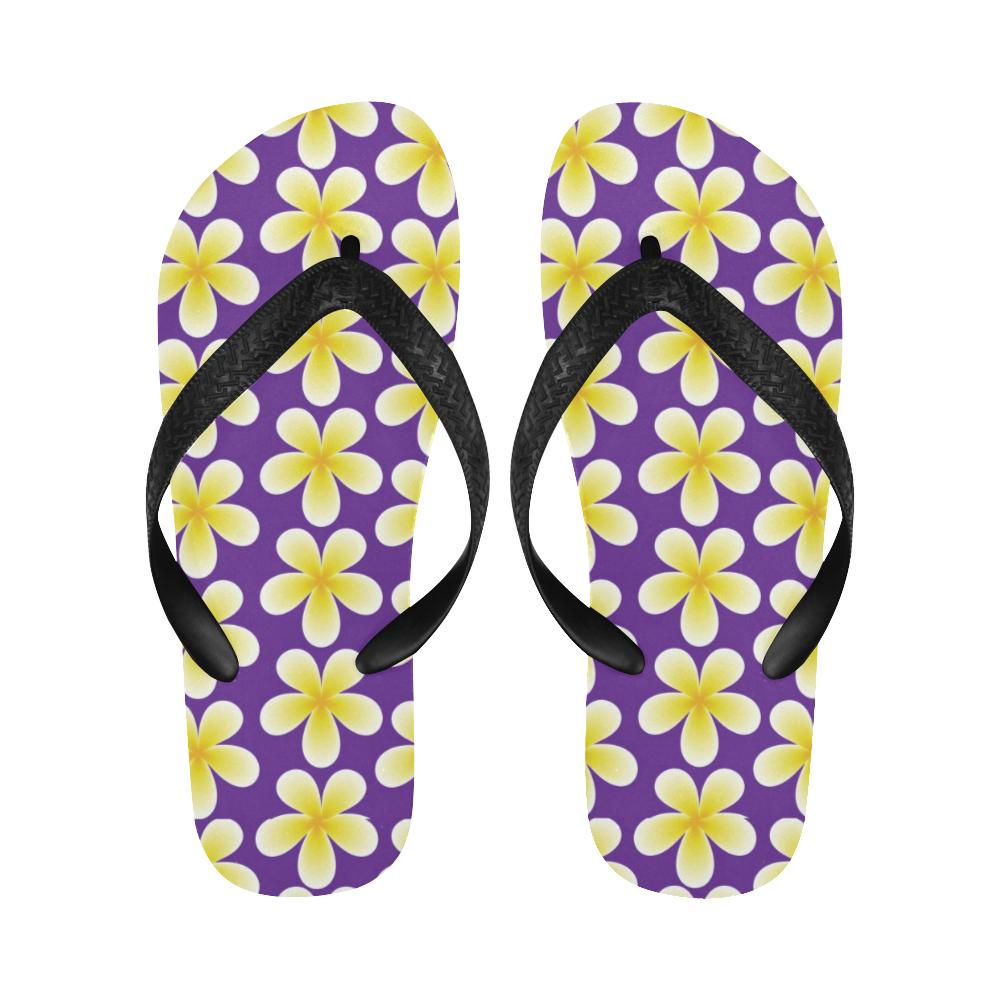 Yellow Plumeria Pattern Print Design PM05 Flip Flops-JorJune