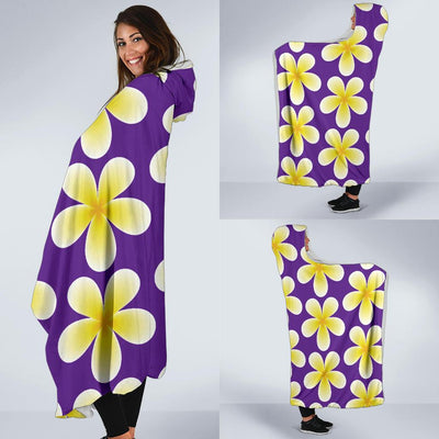 Yellow Plumeria Pattern Print Design PM05 Hooded Blanket-JORJUNE.COM