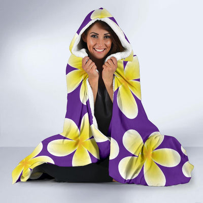 Yellow Plumeria Pattern Print Design PM05 Hooded Blanket-JORJUNE.COM