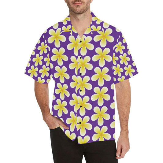 Yellow Plumeria Pattern Print Design PM05 Men Hawaiian Shirt-JorJune