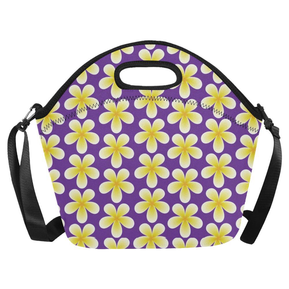 Yellow Plumeria Pattern Print Design PM05 Neoprene Lunch Bag-JorJune