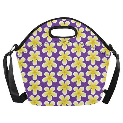 Yellow Plumeria Pattern Print Design PM05 Neoprene Lunch Bag-JorJune