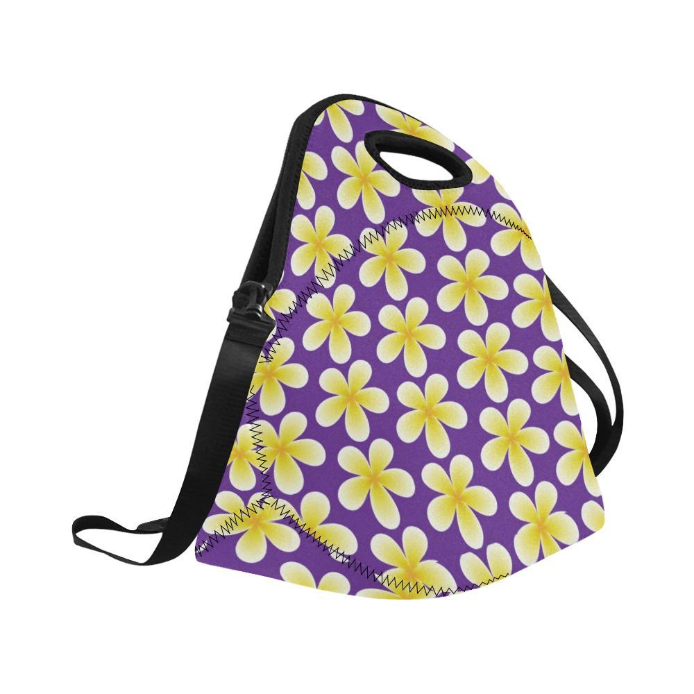 Yellow Plumeria Pattern Print Design PM05 Neoprene Lunch Bag-JorJune