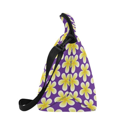 Yellow Plumeria Pattern Print Design PM05 Neoprene Lunch Bag-JorJune
