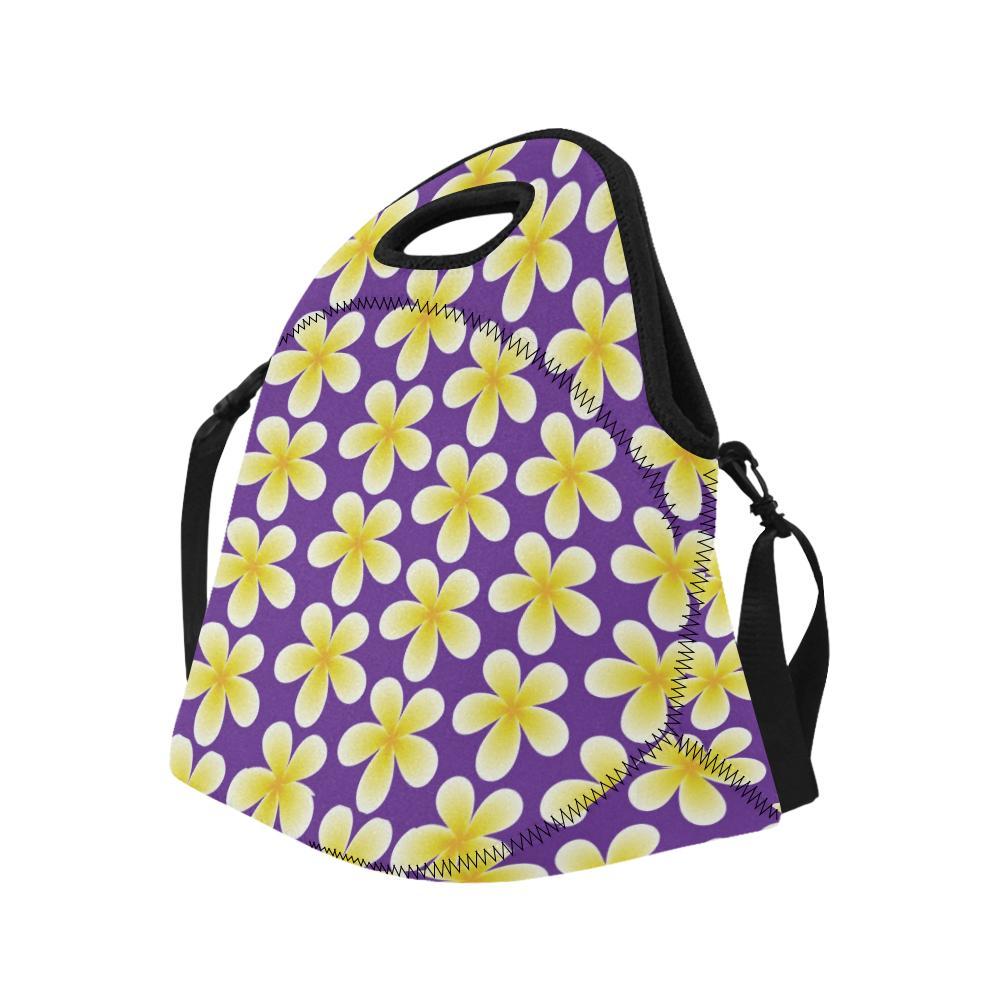 Yellow Plumeria Pattern Print Design PM05 Neoprene Lunch Bag-JorJune